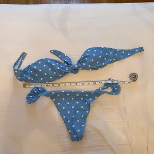 Blue Polka Dot Bandeau Bikini
